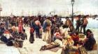 Imigrantes no porto de Gênova.